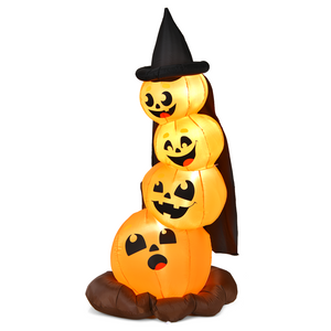7 Feet Halloween Inflatable Pumpkin Combo with Witch's Hat and LED Lights — view 4