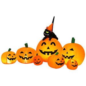 Halloween 7.5 Feet Inflatable Pumpkin Combo with Witch Black Cat — view 1