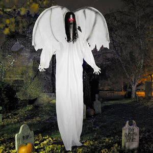 6.6 Feet Halloween Animatronic Standing Angel with Sound-Activated Light-up Eyes and Flapping Wings — view 2