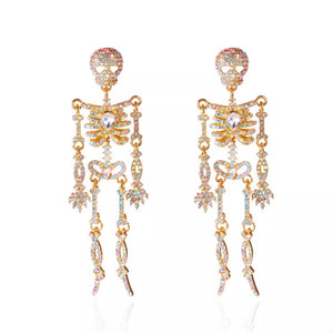 Halloween Skeleton Skull Zircon Drop Earrings — view 5