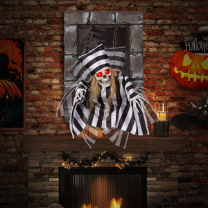 Animated Halloween Decoration 18 Inch Hanging Skull Prisoner — view 2