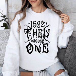 1692 They Missed One Salem Spooky Witch Halloween Night Edition Deluxe Cozy Graphic Sweatshirt — view 9