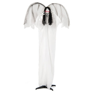 6.6 Feet Halloween Animatronic Standing Angel with Sound-Activated Light-up Eyes and Flapping Wings — view 3