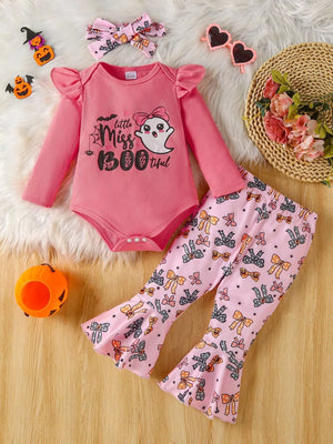 Children's Halloween Graphic Top and Pants 3-Piece Set with Headband — view 1