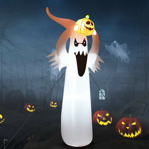 6 Feet Halloween Inflatable Blow Up Ghost with Pumpkin and LED Lights — view 1