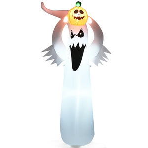 6 Feet Halloween Inflatable Blow Up Ghost with Pumpkin and LED Lights — view 3