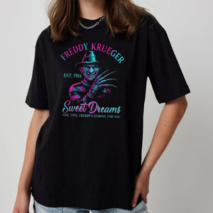 Halloween Neon Horror Characters Shirt - Glowing Horror T-Shirt, Spooky Neon Apparel — view 2