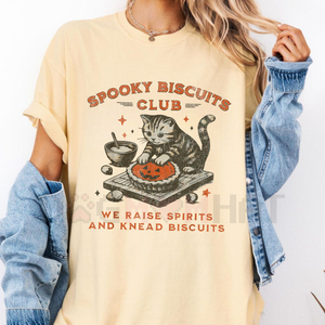 Spooky Biscuits Club Shirt – Halloween Cat T-Shirt, Pumpkin Pie Tee — view 1