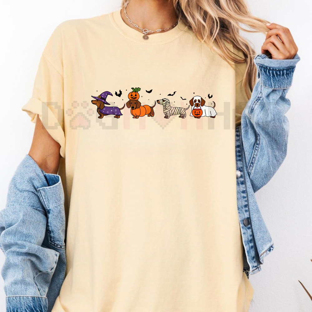 Dachshund Shirt – Halloween Ghost Spooky Wiener Dog Tee, Dog Mama Halloween Gift