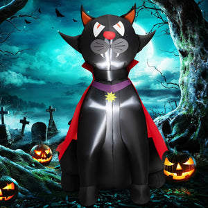 4.7 Feet Halloween Inflatable Vampire Cat with Red Cloak — view 8