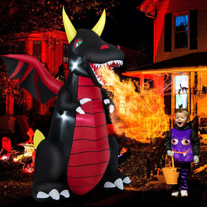 8 Feet Halloween Inflatable Fire Dragon Decoration with LED Lights — view 2