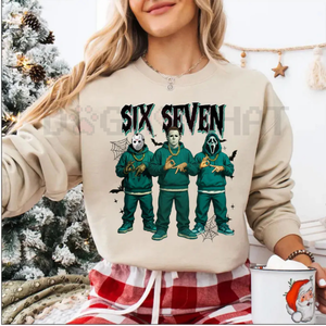 funny "Six Seven" 67 Halloween Shirt | Slasher Movie Killers Sweatshirt — view 1