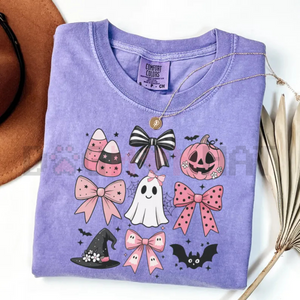 Comfort Colors® Pink Girly Bows Halloween Tee – Cute Ghost Shirt — view 1
