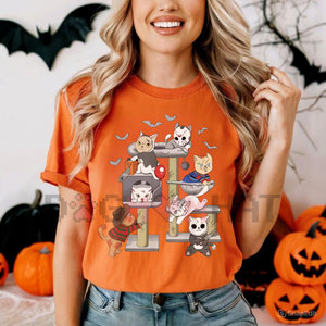 Funny Cat Horror Movies T-Shirt – Cute Halloween Cat Lovers Matching Tee — view 1