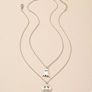 2 Piece Halloween Ghost & Pumpkin Pendant Necklace — view 2