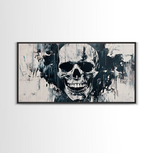Gothic Skull Art Canvas Print, Dark Moody Abstract Wall Decor, Halloween Living Room Art, Unique Therapy Art Gift, Dark Angels Print — view 4