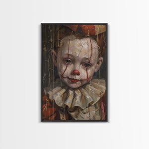 Haunting Clown with Cracked Face - Spooky Halloween Art Print - Creepy Home Decor - Scary Clown Wall Art - Perfect Halloween Decoration — view 2
