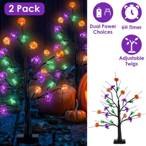 2-Pack: Lighted Halloween Trees with Timer and Adjustable Twigs — view 6