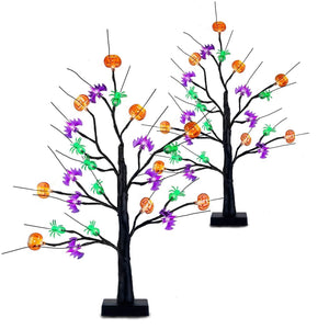 2-Pack: Lighted Halloween Trees with Timer and Adjustable Twigs — view 2