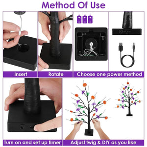 2-Pack: Lighted Halloween Trees with Timer and Adjustable Twigs — view 5