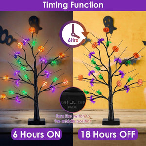 2-Pack: Lighted Halloween Trees with Timer and Adjustable Twigs — view 11