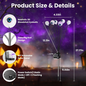 2-Pieces: Solar Scary Eyeball Lights Halloween Decoration Swaying Light — view 7