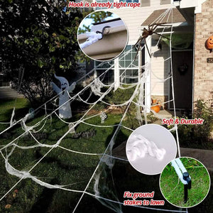 200" Halloween Spider Web and 59" Giant Spider Decoration — view 3