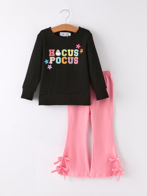 Halloween Black Top + Pink Bell Bottoms — view 1