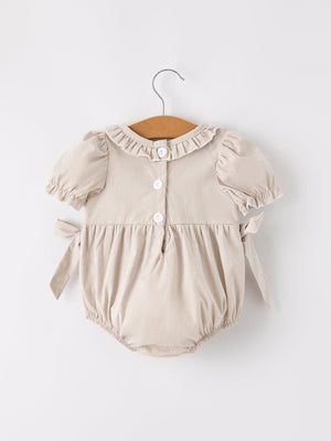 Fall Halloween & Thanksgiving Pumpkin Embroidery Smock Plaid Baby Girl Romper — view 8