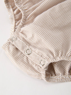 Fall Halloween & Thanksgiving Pumpkin Embroidery Smock Plaid Baby Girl Romper — view 11