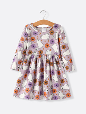 2 Piece Halloween Ghost Striped Girls Dress Set — view 6