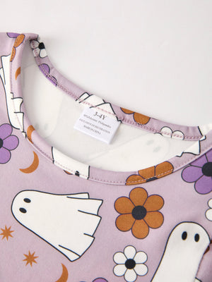 2 Piece Halloween Ghost Striped Girls Dress Set — view 7