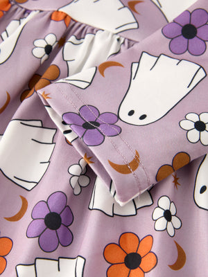 2 Piece Halloween Ghost Striped Girls Dress Set — view 8