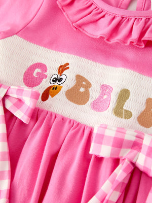 Fall Thanksgiving& Halloween "GOBBLE" Smock Embroidery Baby Girl Dress — view 9