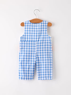 Fall Thanksgiving& Halloween Blue Pumpkin Smock Embroidery Baby Boy Romper — view 2