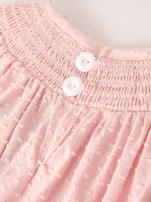 Autumn Halloween Light Pink Ghost Embroidery Smock Floral Girls Romper — view 4