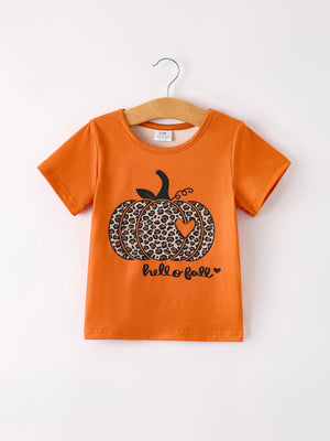 Fall Thanksgiving/Halloween  Leopard Short sleeve O-neck T-shirt — view 1