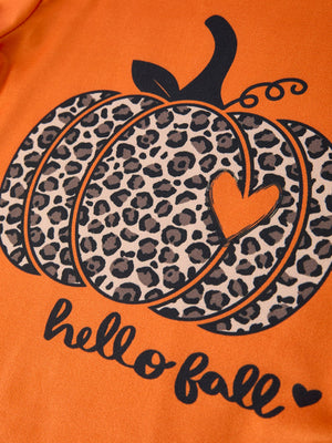 Fall Thanksgiving/Halloween  Leopard Short sleeve O-neck T-shirt — view 4