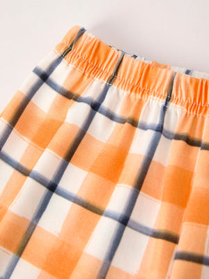 Fall Halloween Orange Embroidery Smocking Boys Set — view 3