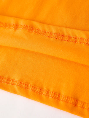 Fall Halloween Orange Embroidery Smocking Boys Set — view 5