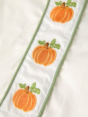 Fall Halloween & Thanksgiving Applique Plaid Boys Bloomers Romper Set — view 5