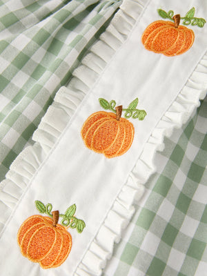 Fall Halloween & Thanksgiving Applique Plaid Girls Bloomers Romper Set — view 9