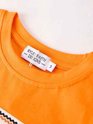 Halloween Striped Boy Set with Cat Smocking Embroidery –  Perfect for Fall — view 3