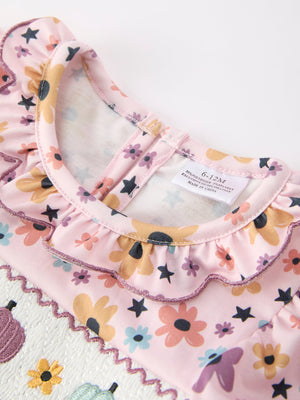 Halloween Thanksgiving Pumpkin Floral Bow Bloomer Set — view 4