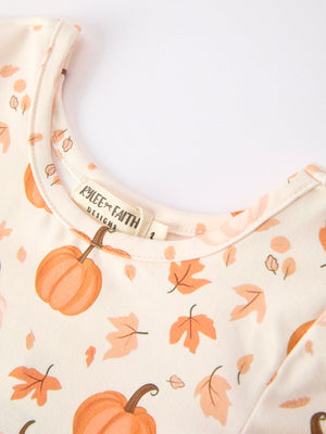 Halloween Thanksgiving Pumpkin Girls Dress Long Sleeve — view 3