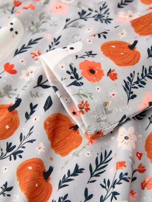 Halloween Pumpkin Ghost Girls Dress Long Sleeve Twirl Dress — view 10