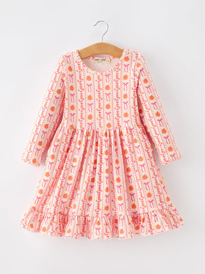 Halloween Thanksgiving Pumpkin Bow Pocket Girls Dress — view 6