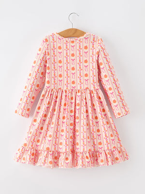 Halloween Thanksgiving Pumpkin Bow Pocket Girls Dress — view 7