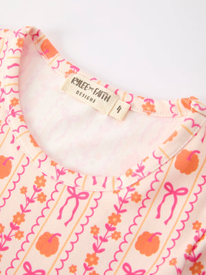 Halloween Thanksgiving Pumpkin Bow Pocket Girls Dress — view 8