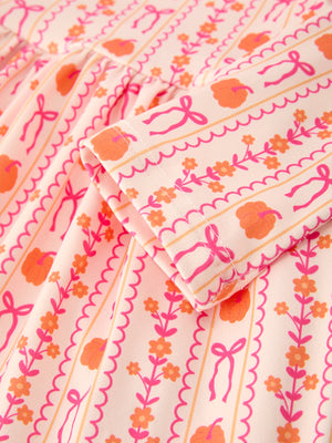 Halloween Thanksgiving Pumpkin Bow Pocket Girls Dress — view 9